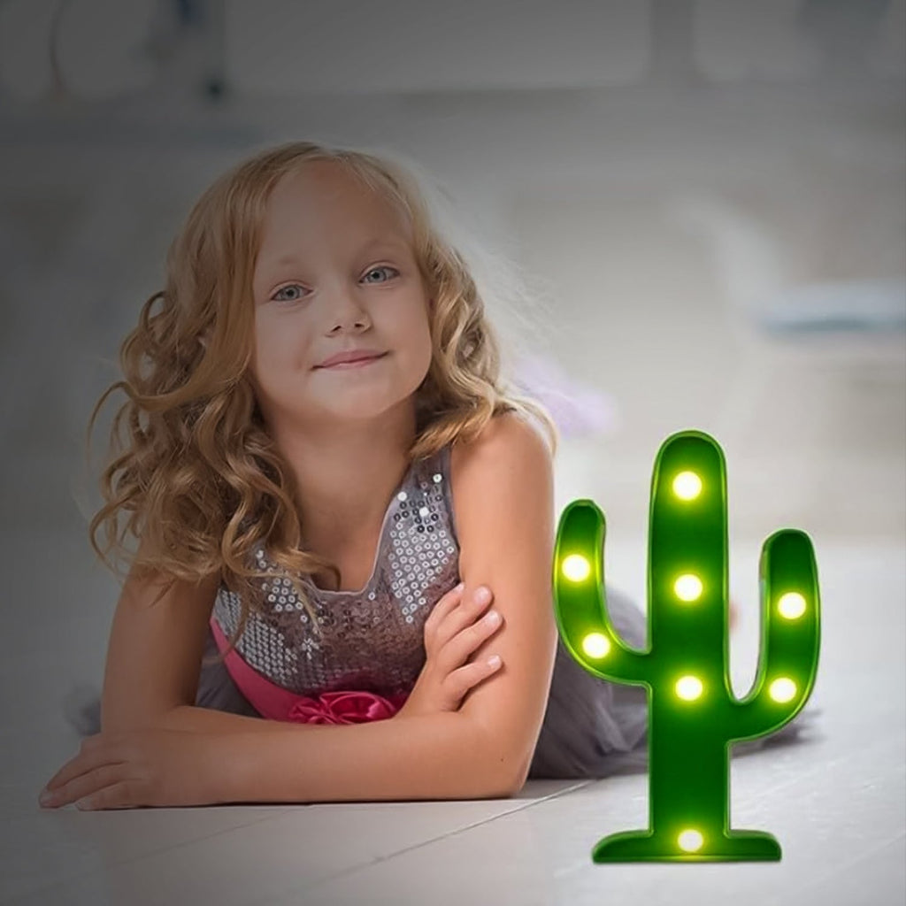 Decorative LED Cactus Lamp creating a cozy ambiance in a living space.
