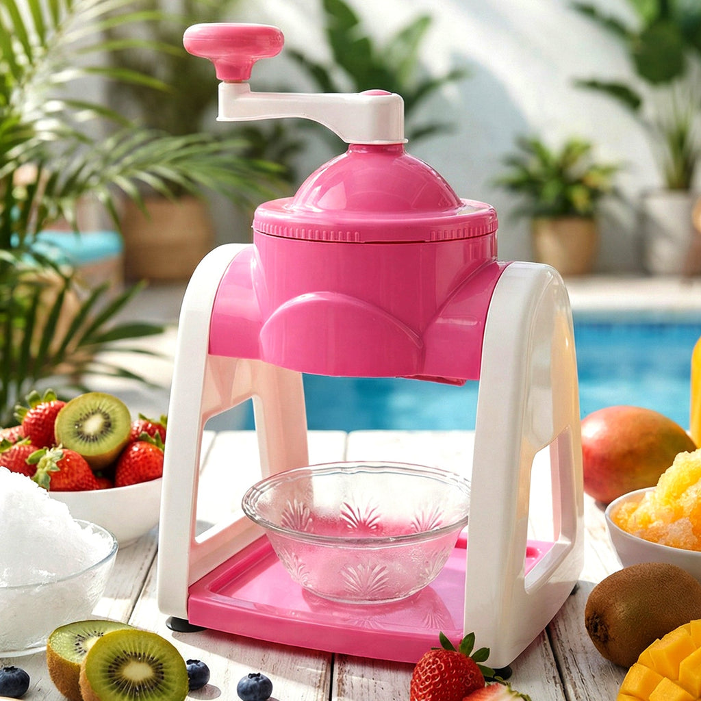 Easy to use manual ice crushing device with hand crank