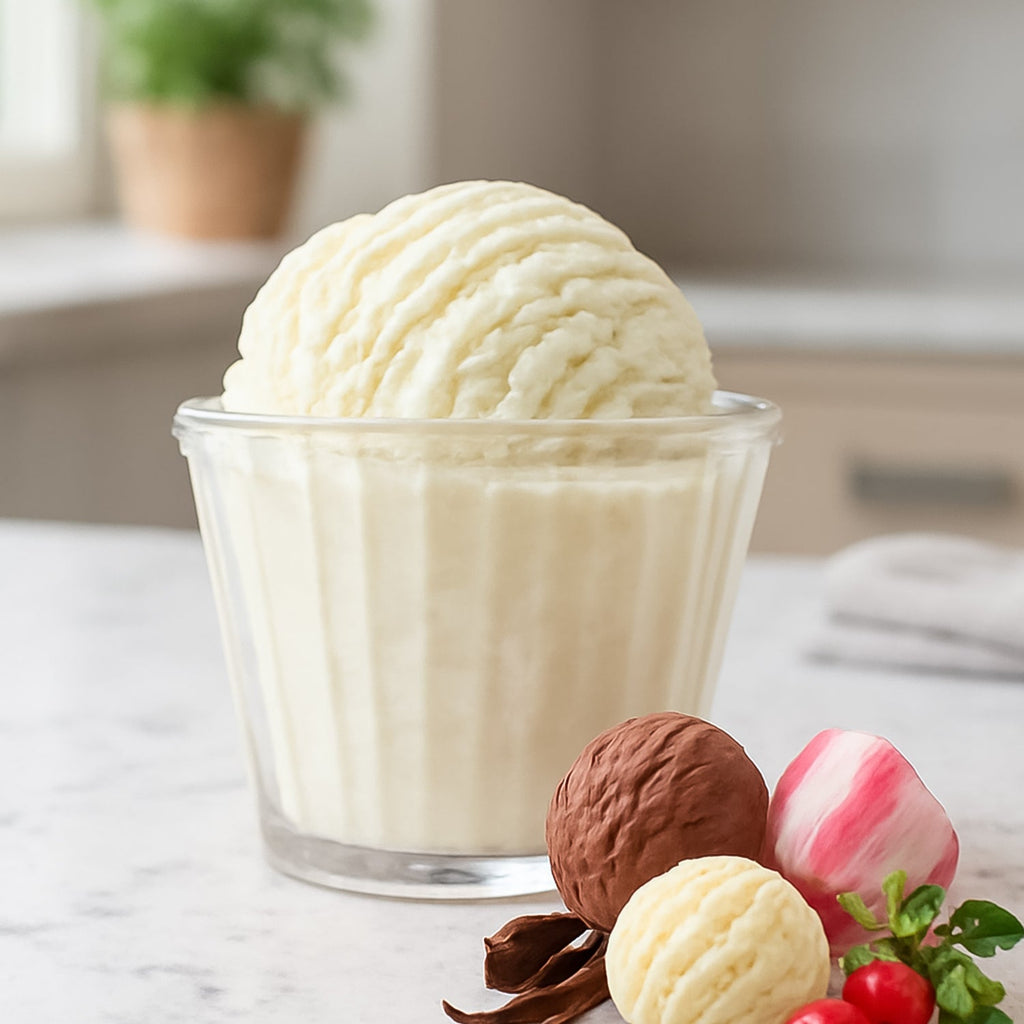 Reusable plastic dessert bowls stacked neatly for storage