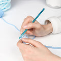 A vibrant multicolor aluminium crochet hook set displayed neatly for crafting.