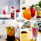 Eco-friendly borosilicate glass straws with a cleaning brush for hygiene