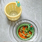 Automatic press dumping basket mechanism of the Kitchen Sink Drain Strainer.
