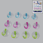 Clear transparent suction hooks displayed neatly for easy home organization.