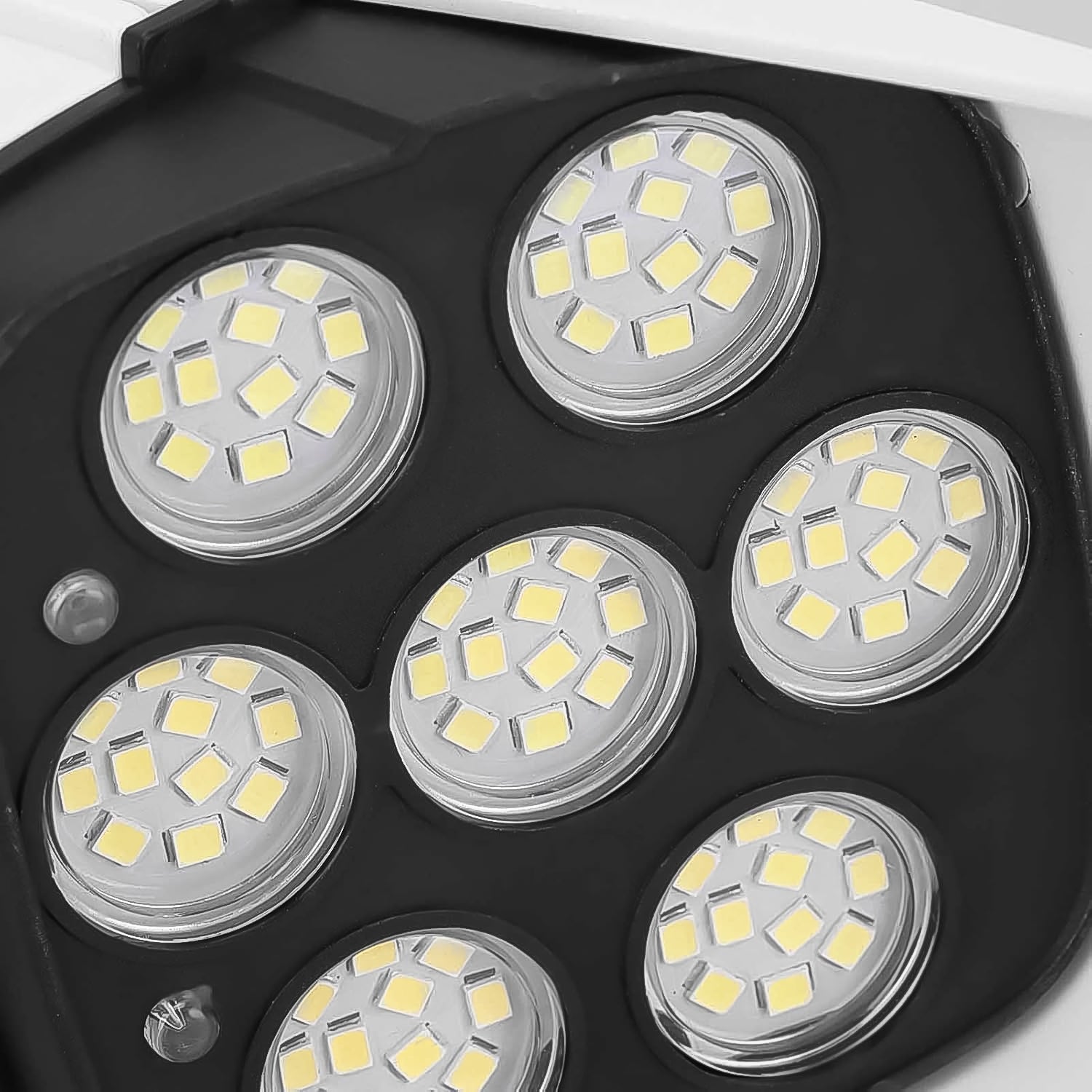 The solar-powered dummy security camera light from a different perspective.
