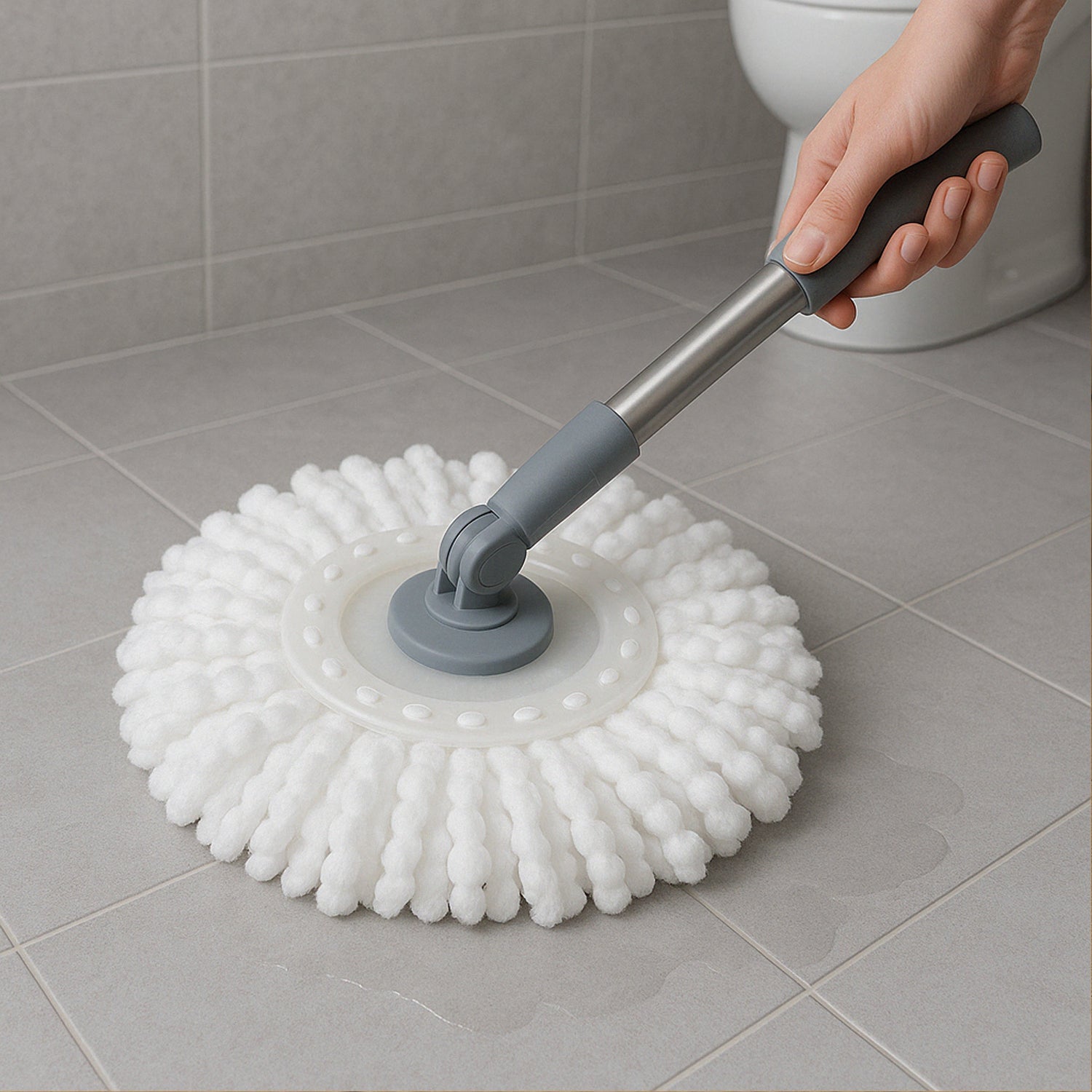 Quick-fit Magic Mop Refill Head attached securely to mop frame