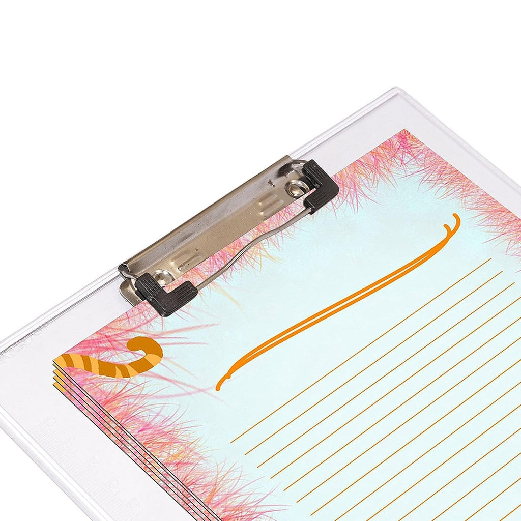 Durable transparent exam pad ideal for school and office use.