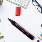 Red ink marker with bold tip for industrial and office use