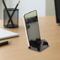 Hexagonal multi-angle mobile phone stand in use with phone