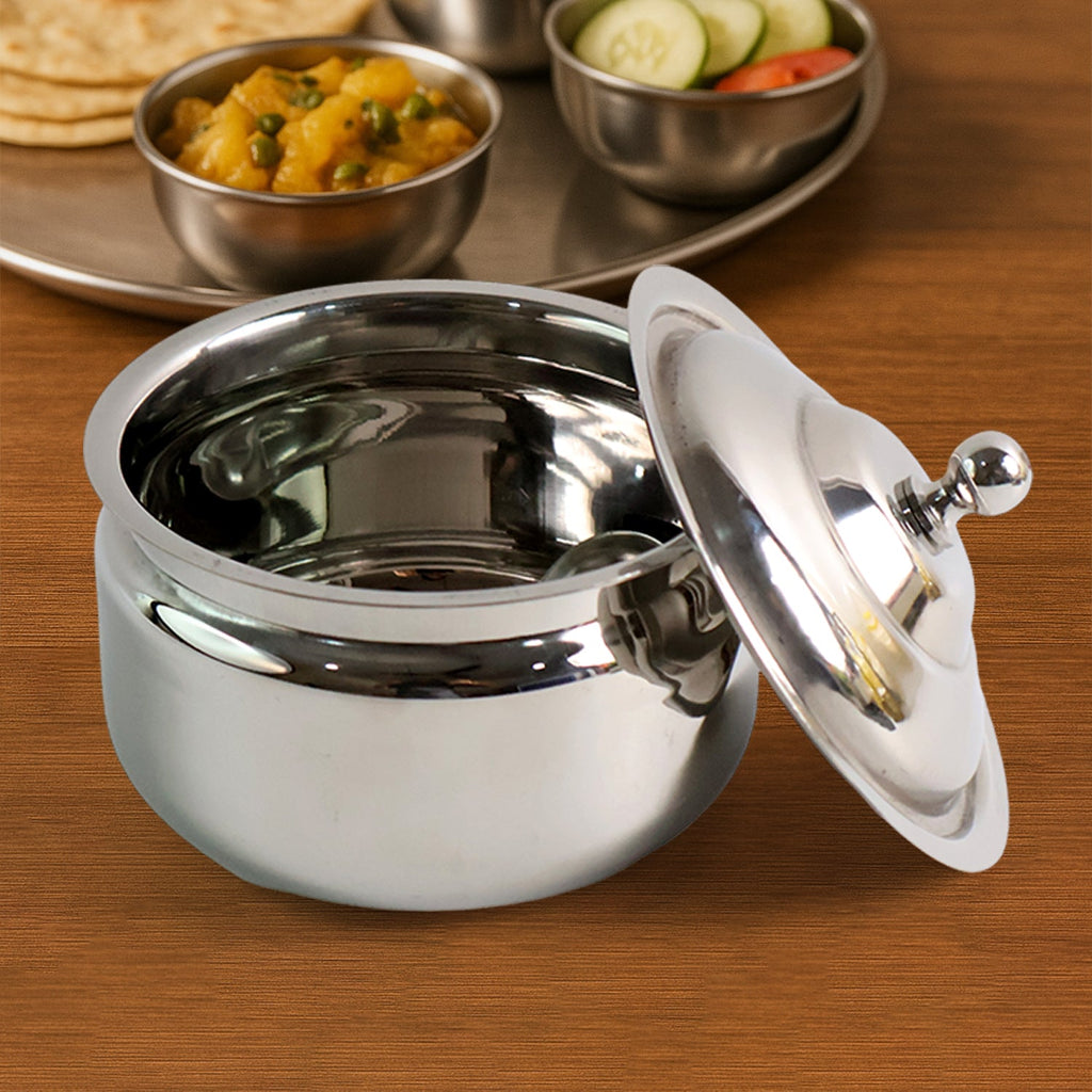 The complete Stainless Steel Ghee Pot set, ideal for daily use or gifting.