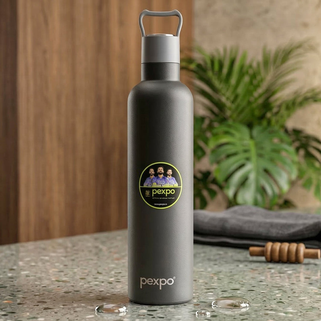 Durable stainless steel water bottle for hydration on the go
