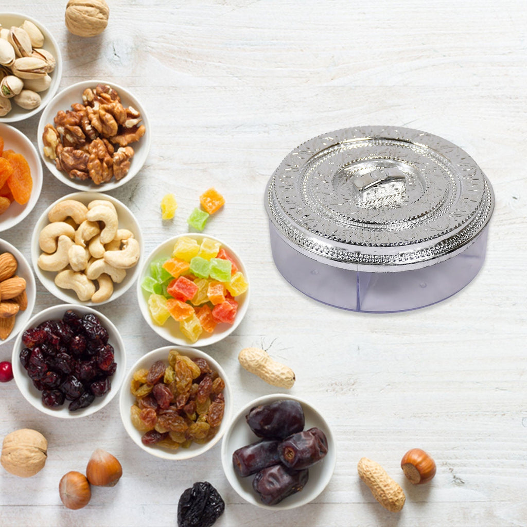 Side view of the multi-purpose snack box on a kitchen counter.