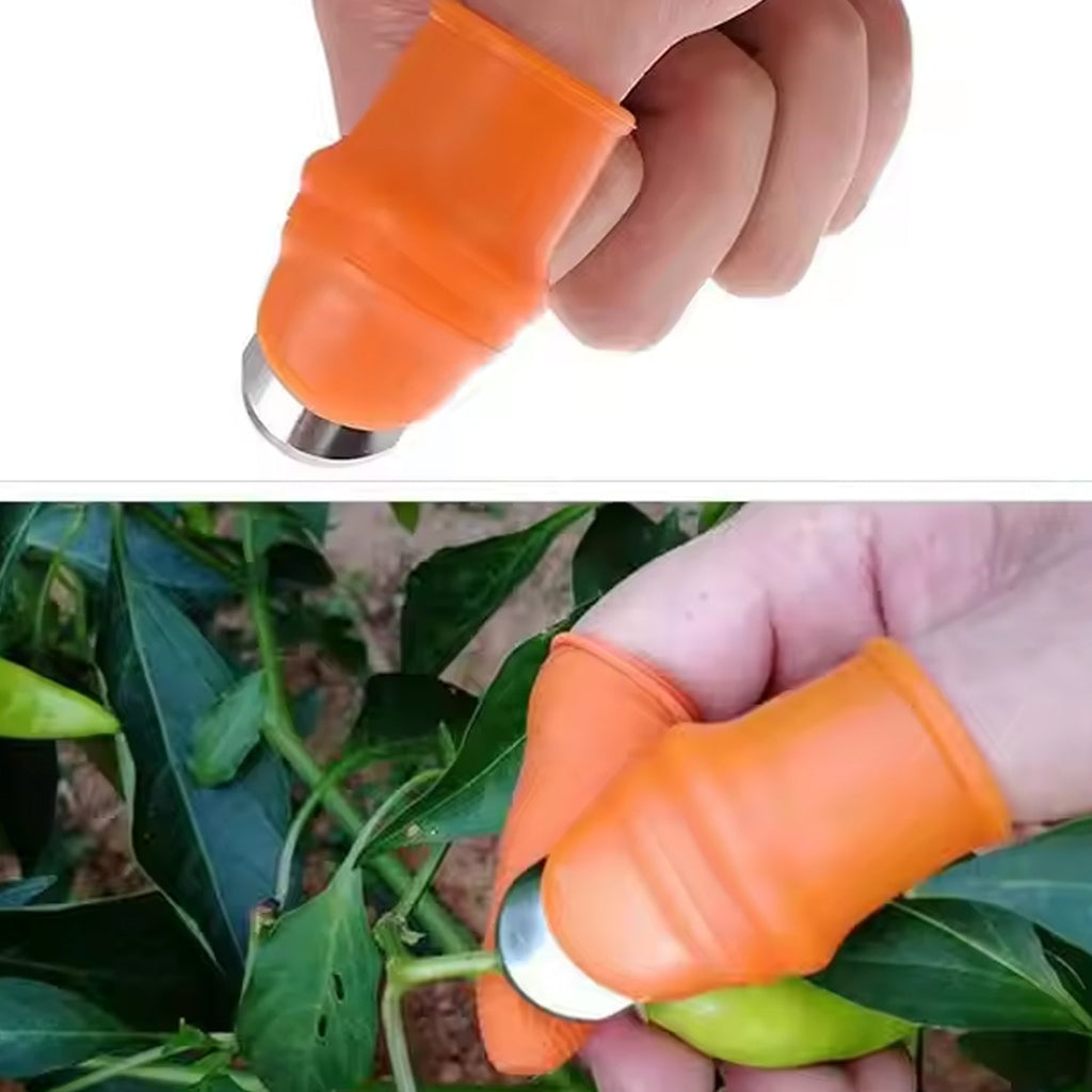 Thumb blade safety cutter protecting fingers when peeling