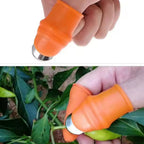 Thumb blade safety cutter protecting fingers when peeling