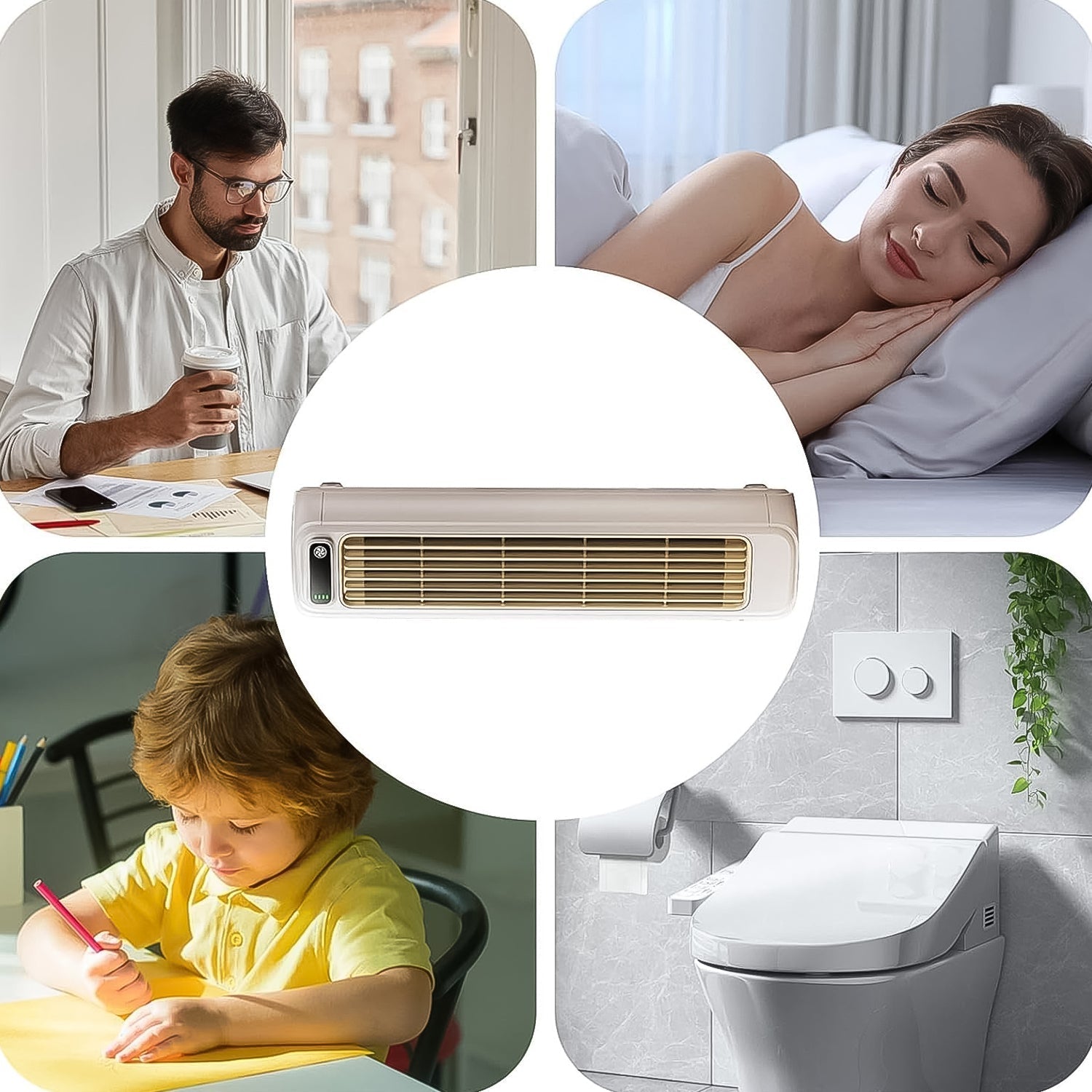 Side view of compact rechargeable portable AC cooling fan