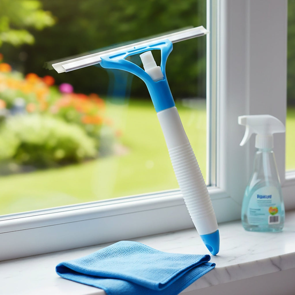 Window cleaning squeegee rubber blade ready for streak-free surface cleaning