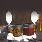 Two pickle container jars on sturdy base tray for kitchen storage