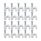 Durable plastic cable clip with steel nail for wall-mounted cable management