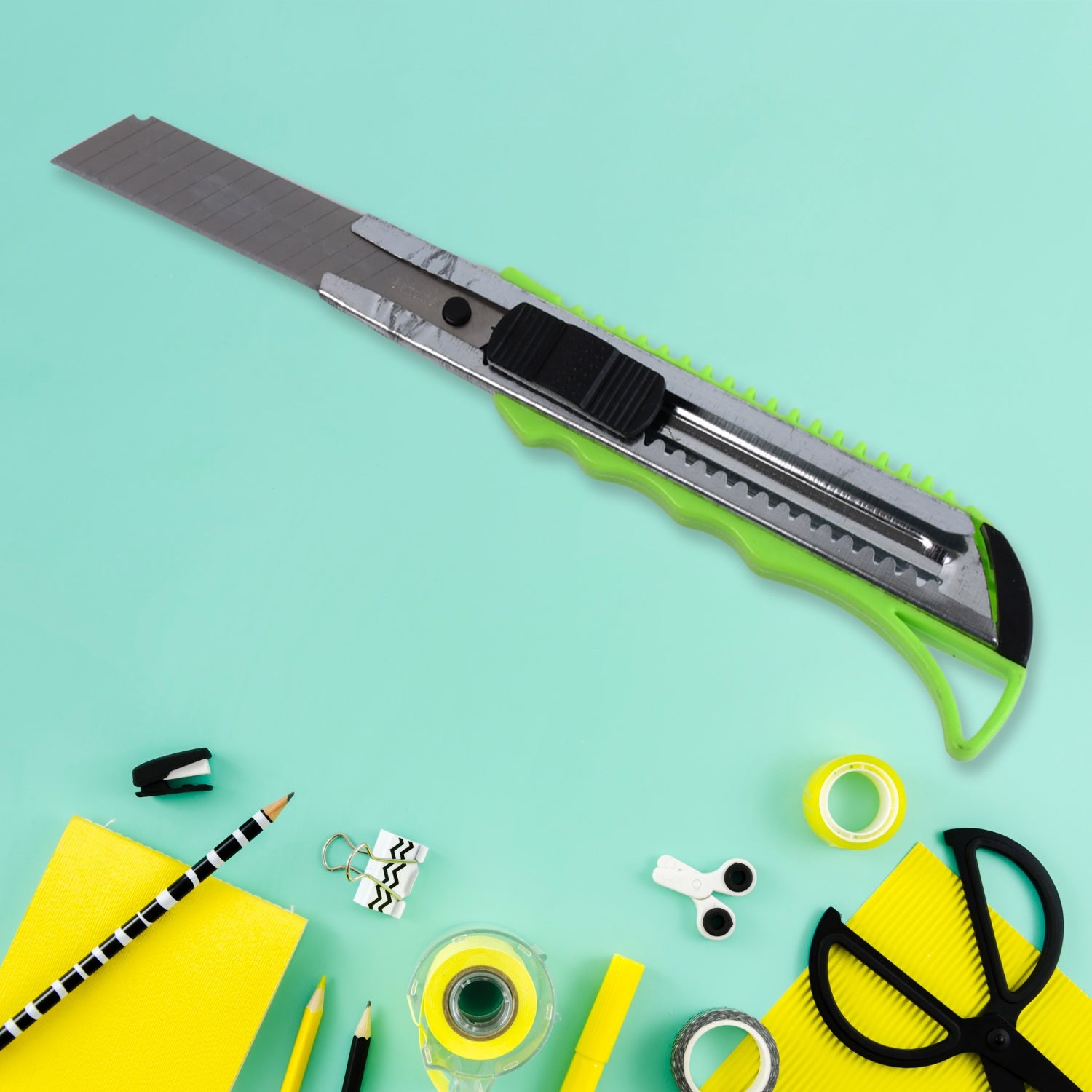 Durable steel cutter knife and screwdriver set with safety locking mechanism