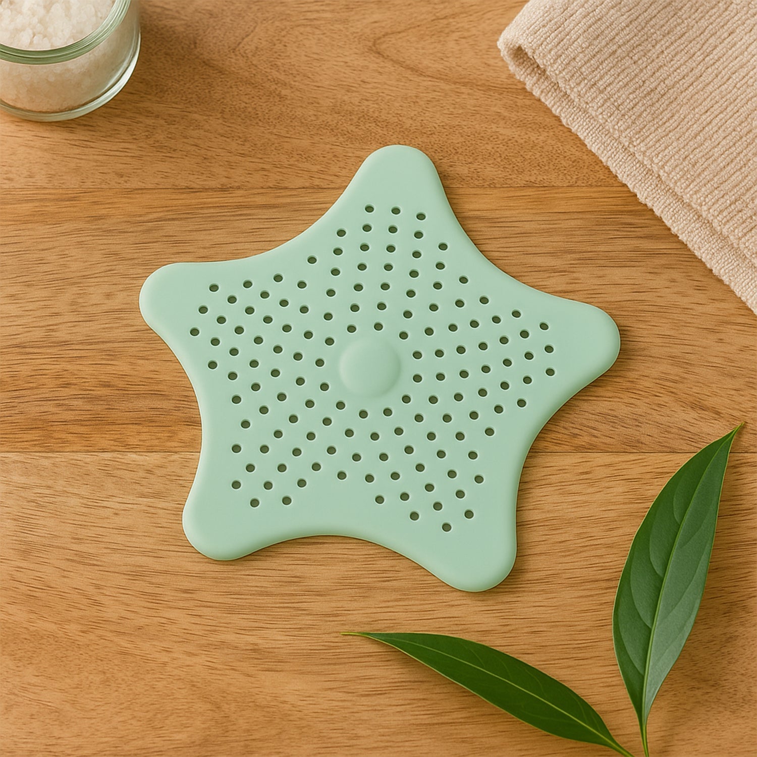 Top view of star style silicone drain cover showing suction cups underneath