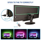 Detailed view of the 3-meter RGB LED strip lights with adhesive backing.