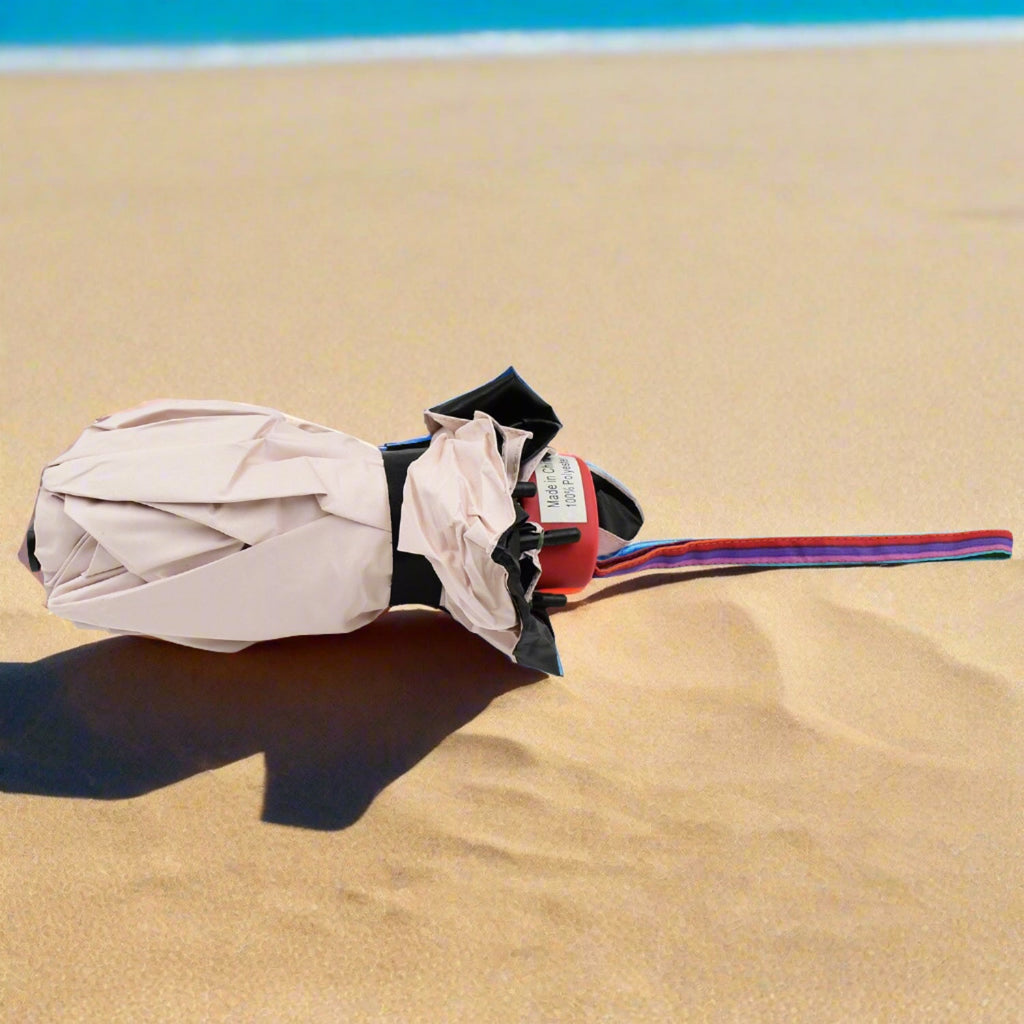 Close-up of the UV-protective and waterproof fabric on the DrizzlePro foldable umbrella.