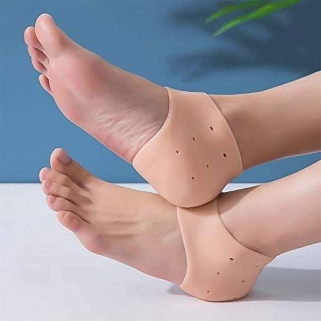 Kid silicone heel protectors on white background, comfort fit
