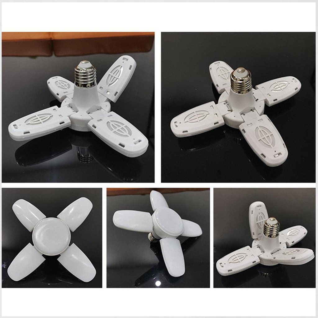 Side view of foldable LED fan blade bulb lighting