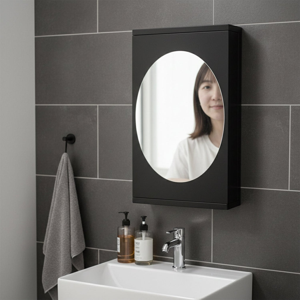 Multipurpose black rotating cabinet ideal for bathroom and dressing room storage