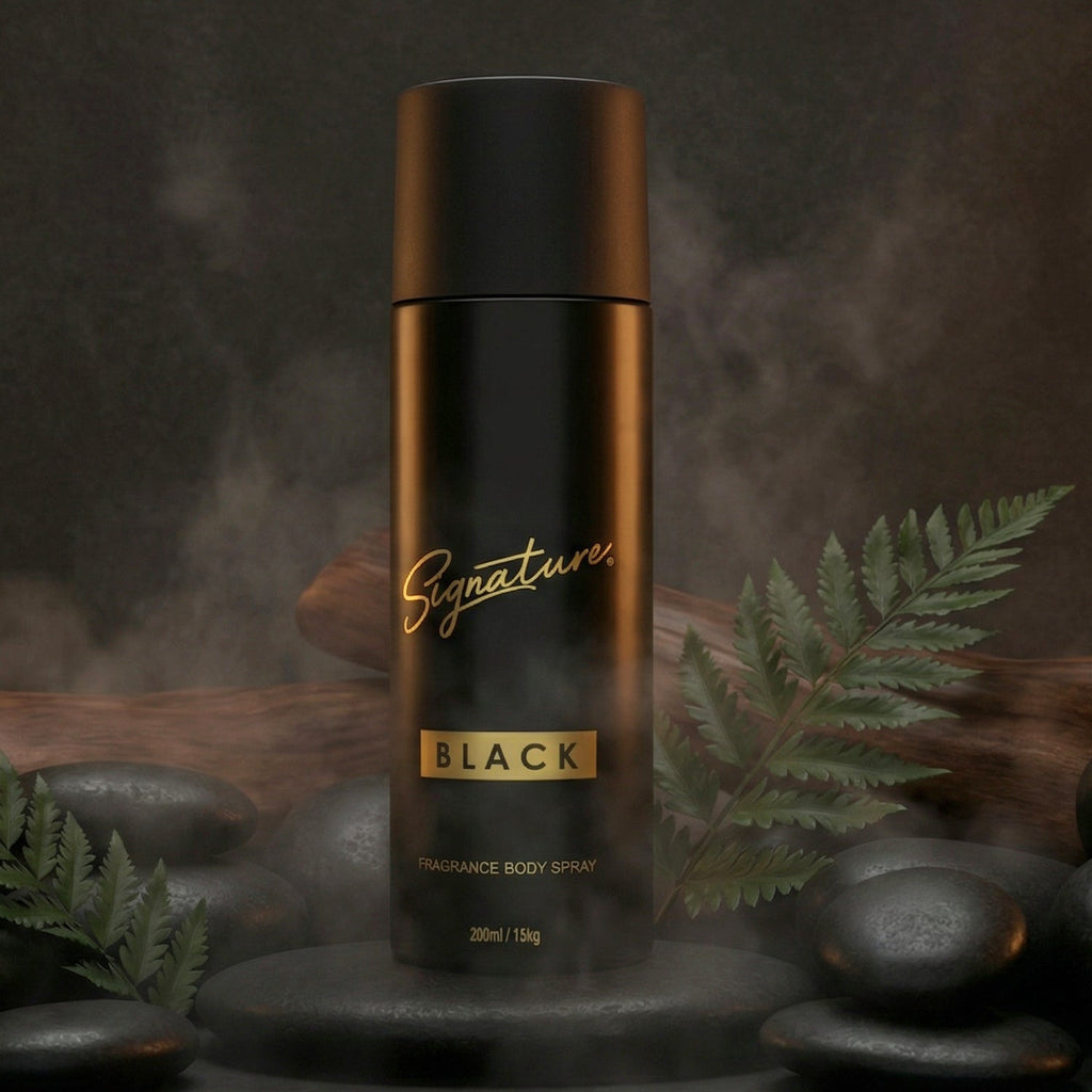 Signature premium black perfume deodorant bottle