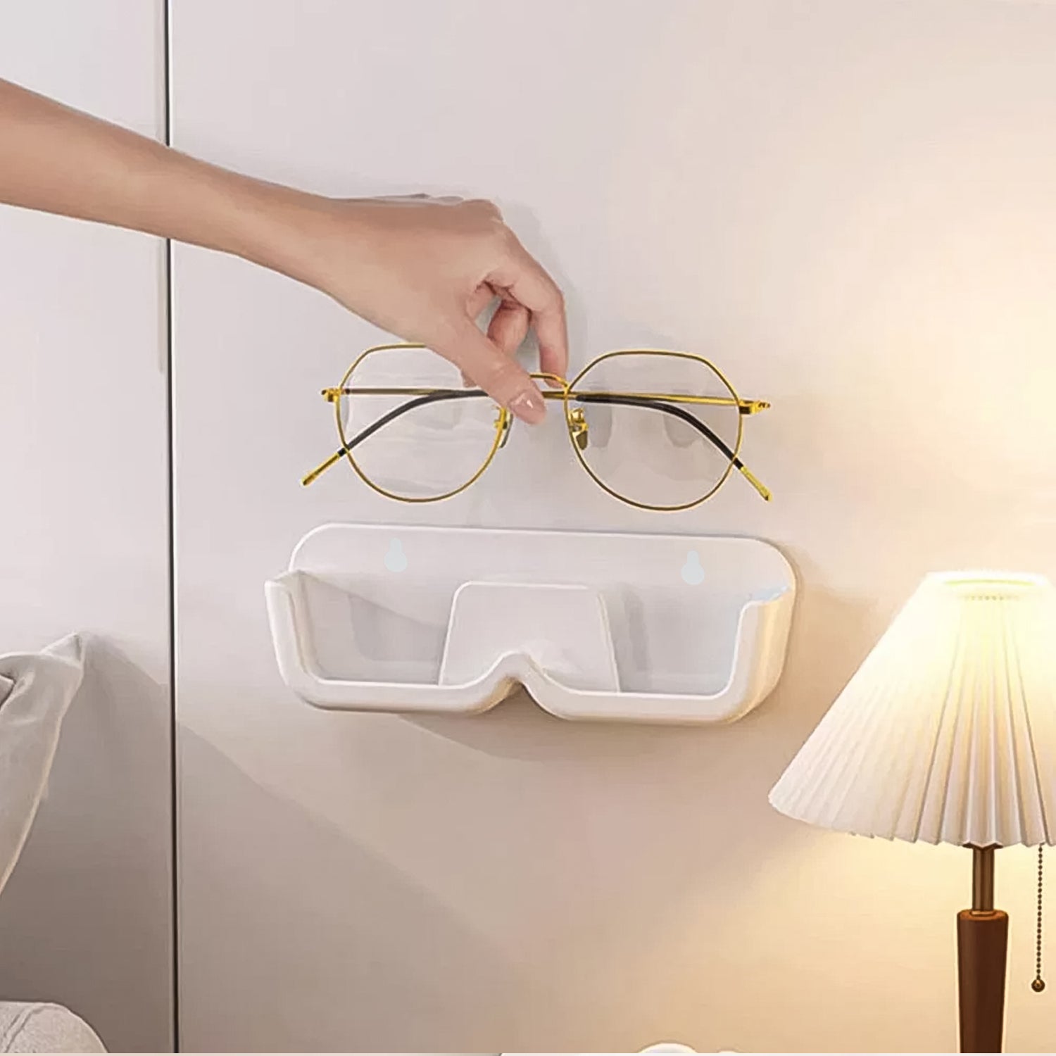 Side profile of the compact Wall Mount Sunglass Holder.