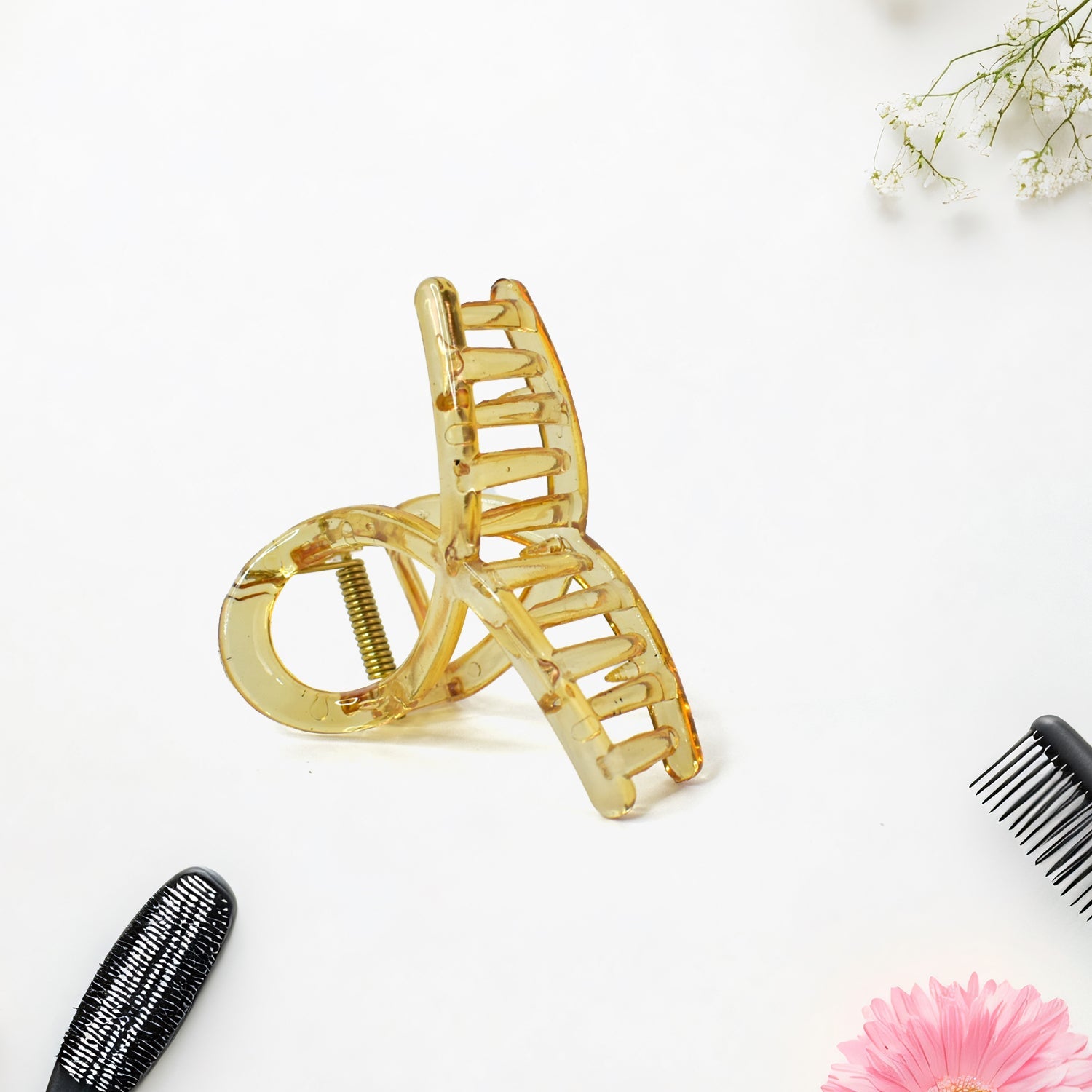 Simple matte plastic hair clip on a plain white background