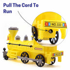 Close-up of the Pull Back Train Toy's string pull mechanism.