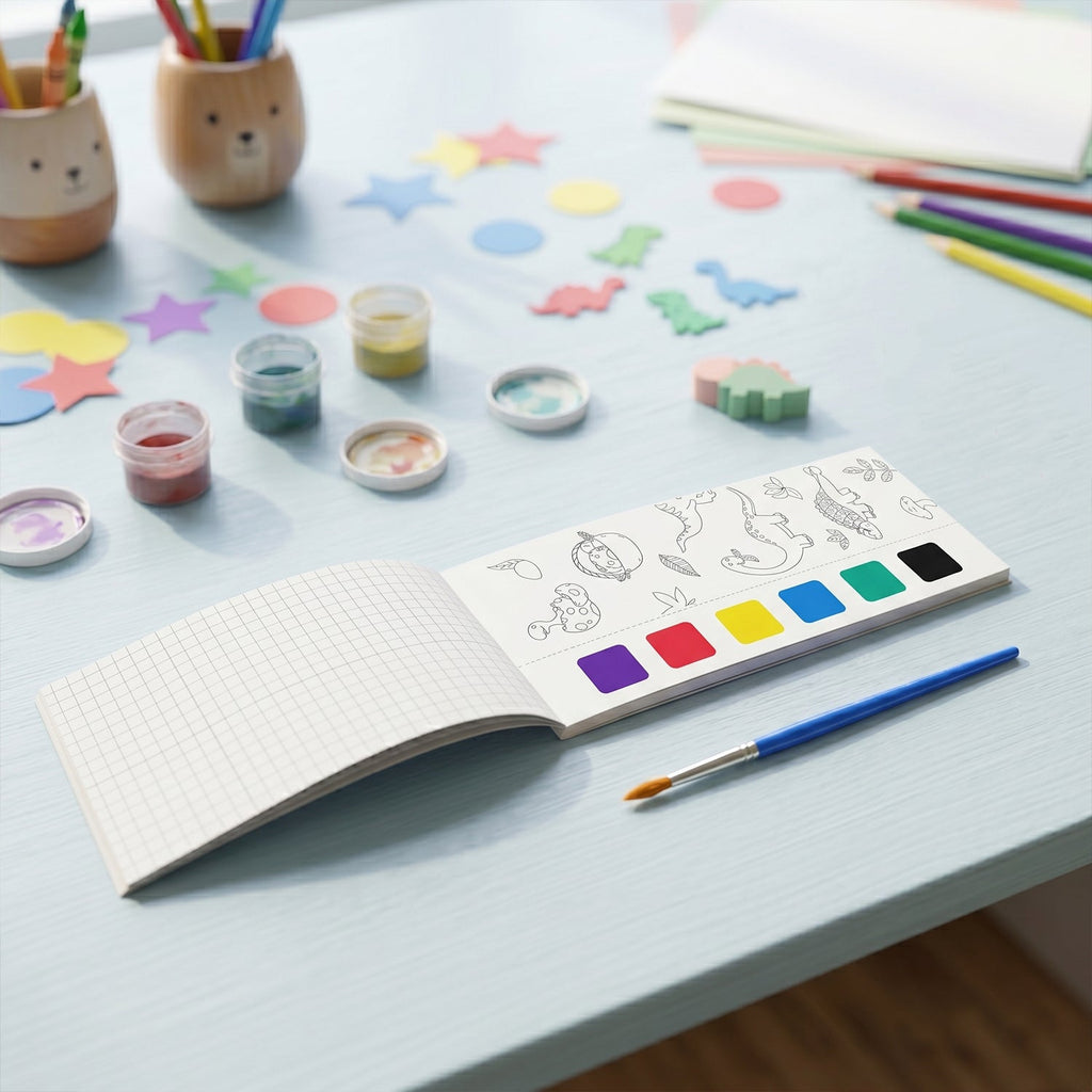 Young artist watercolour set with dinosaur illustrations