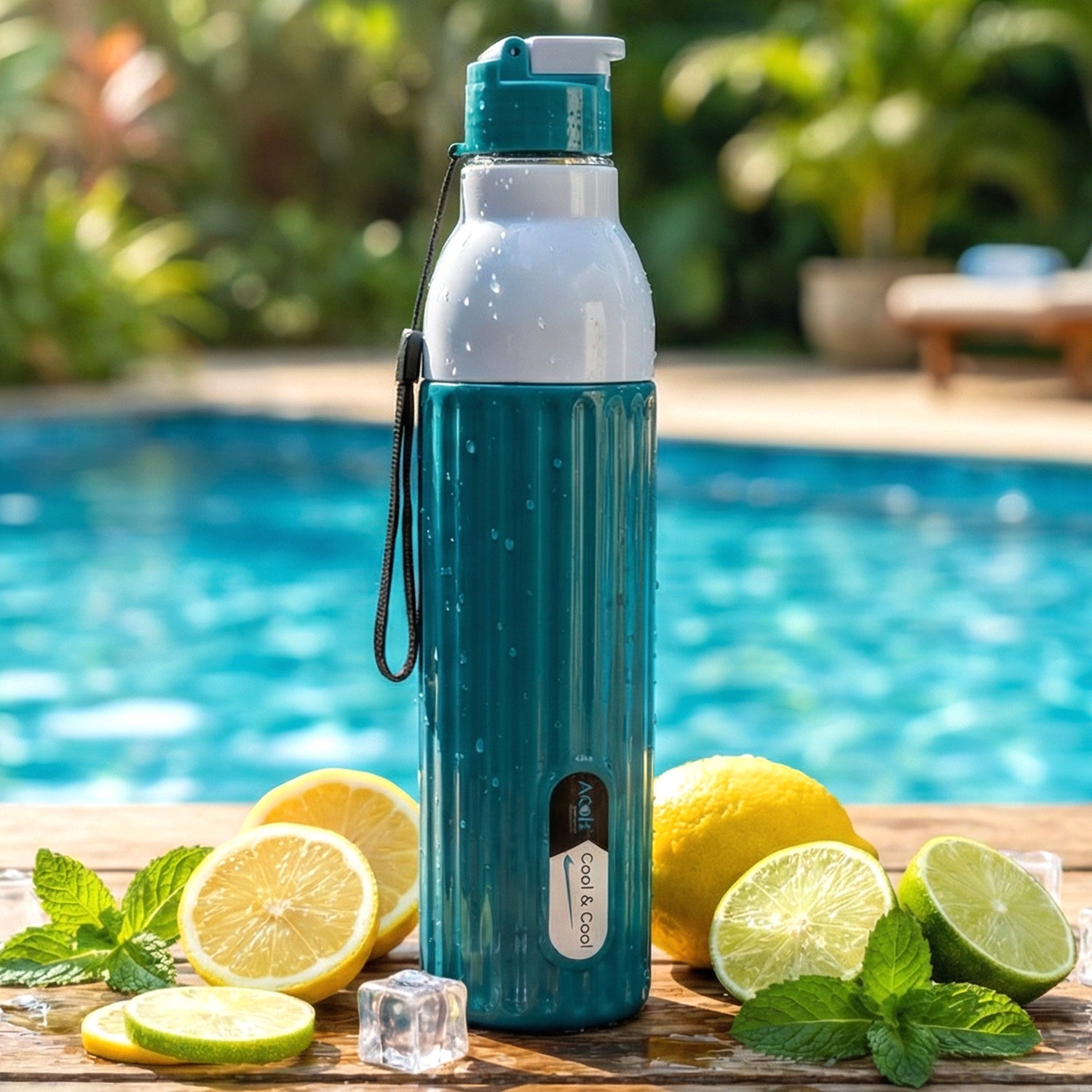 Ergonomic handle and flip-lock cap of sports sipper water bottle