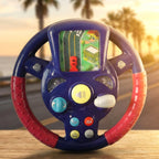 Driving wheel toy with multiple musical features and interactive buttons