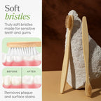 Bamboo toothbrush holder mounted on bathroom wall for space-saving