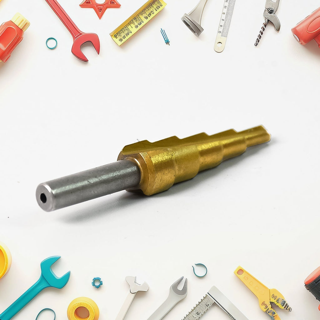Close-up of the efficient flute design on the HSS Step Drill Bit for smooth chip removal.
