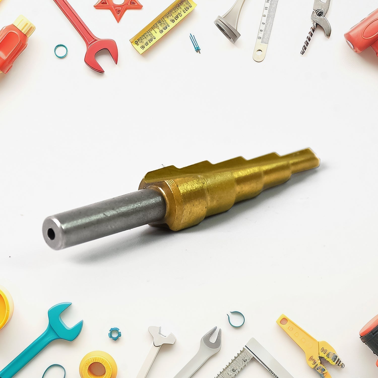 Close-up of the efficient flute design on the HSS Step Drill Bit for smooth chip removal.