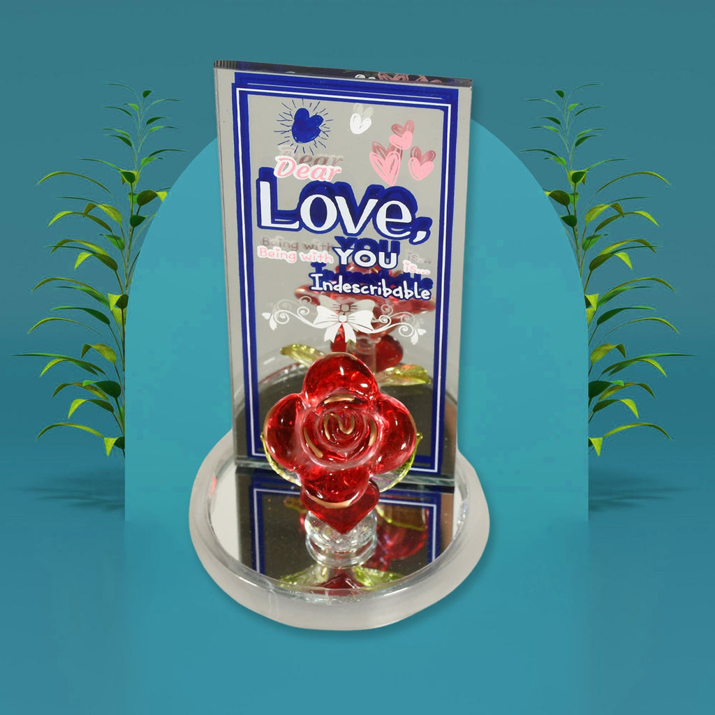 Romantic Rose Showpiece in a clear gift box, ready for gifting.