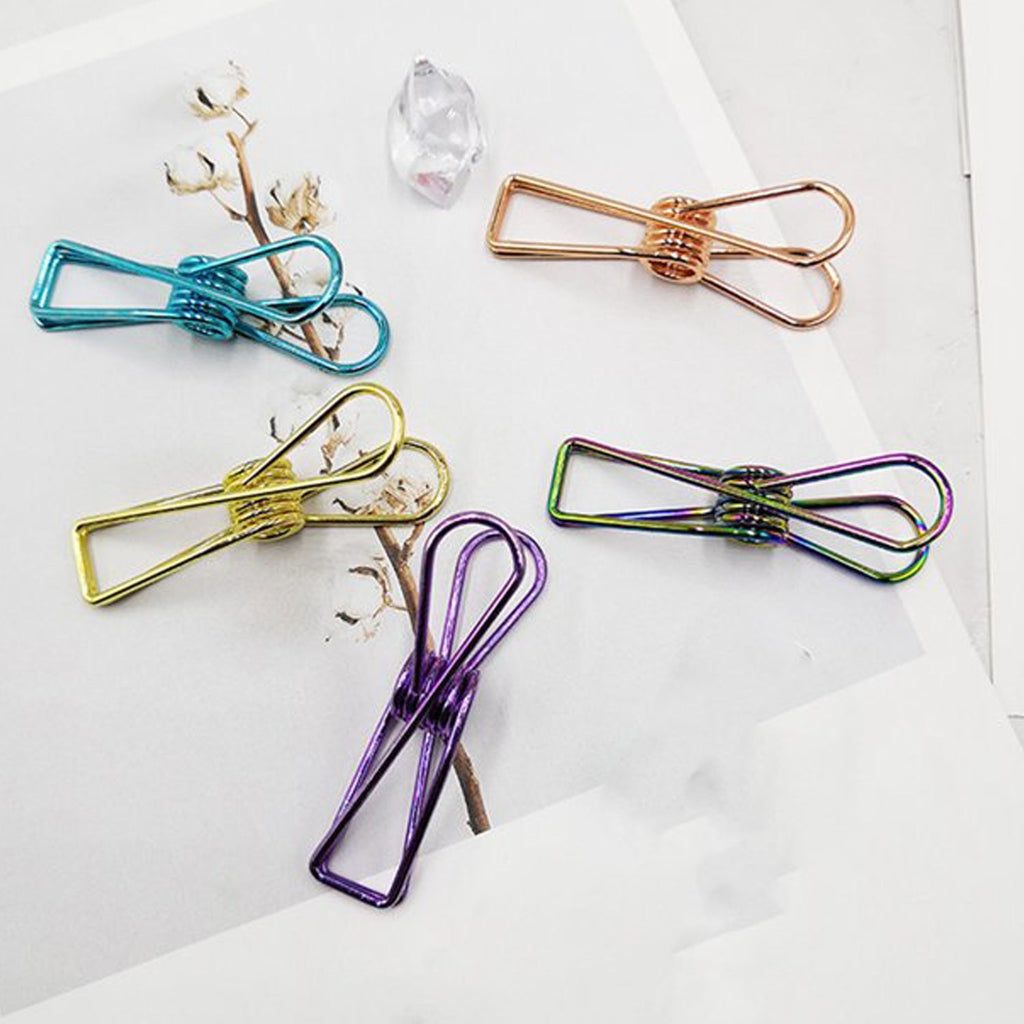 Several multipurpose stainless steel laundry clips scattered, suggesting everyday utility.