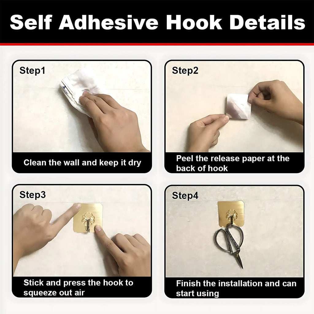 Water and oil resistant sticky wall hooks in use