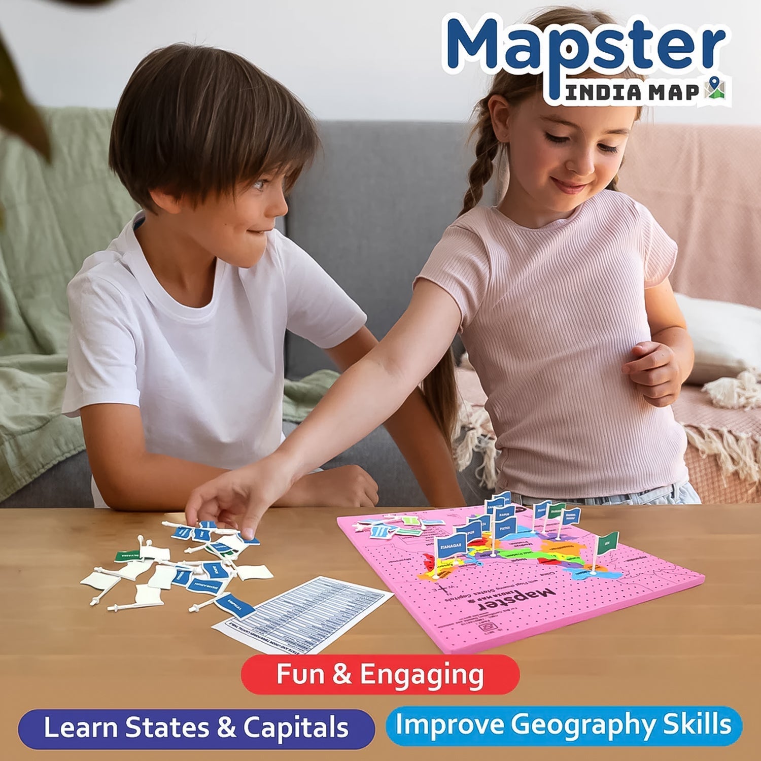 Bright and colorful India Map Puzzle for kids learning Indian states