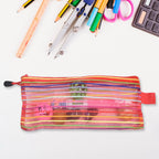 Inside view of the transparent mesh pouch, revealing ample storage space.