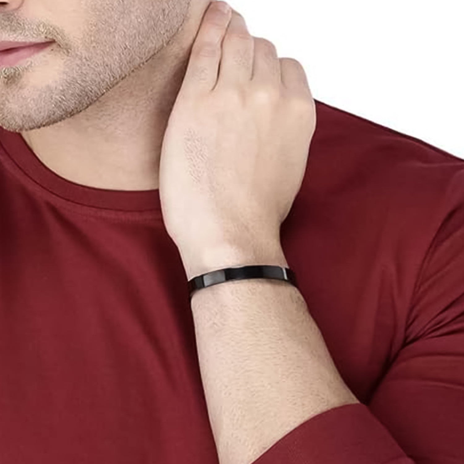 Titan Edge matte black men's stainless steel kada bracelet