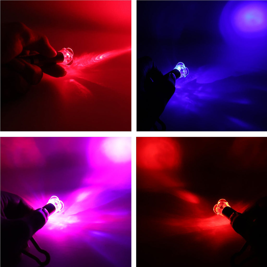 Powerful red laser pointer beam demonstrated in a dimly lit room for presentations.