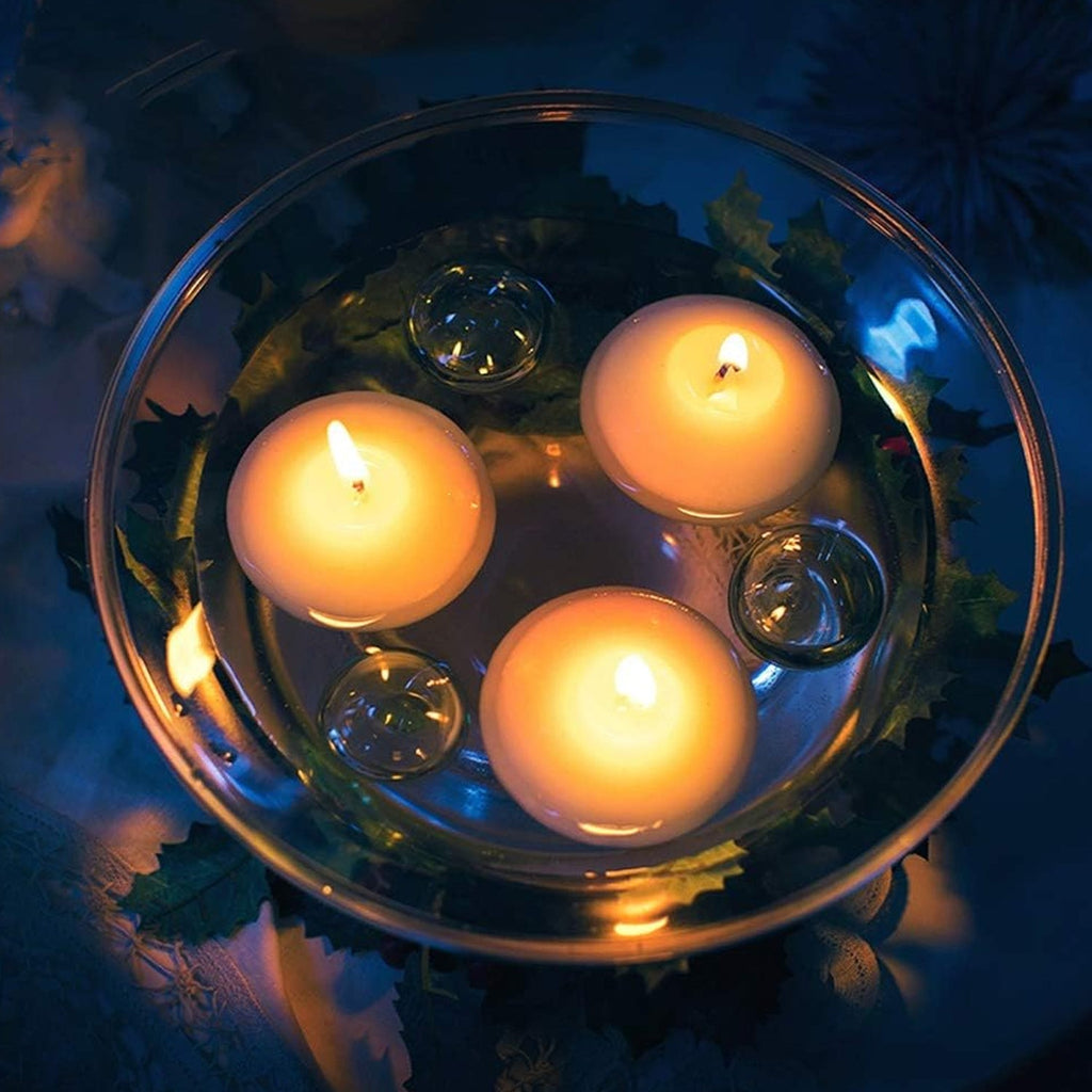 Cozy atmosphere created by floating candle holder in a room.