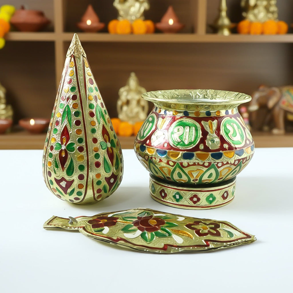 Traditional pooja kalash designed for auspicious Hindu ceremonies