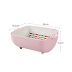 Stackable BPA-free plastic strainer and outer bowl for compact storage.