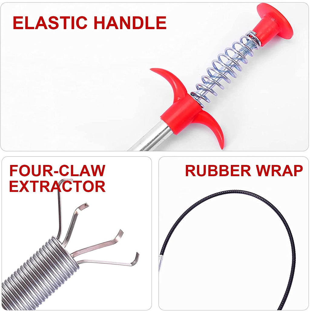 Drain cleaning brush extended to show its 160 cm length for deep pipes.