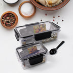 Empty airtight plastic containers with air seal lids, ready for food storage